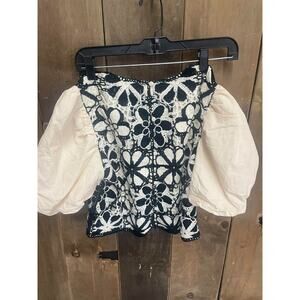 Impressions Southern Smiles Crochet Top in French Vanilla Size S